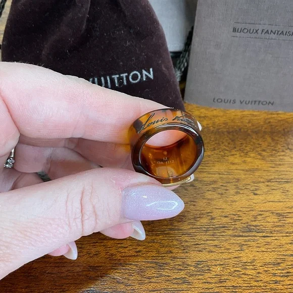 Louis Vuitton Gold and Tan Ring
